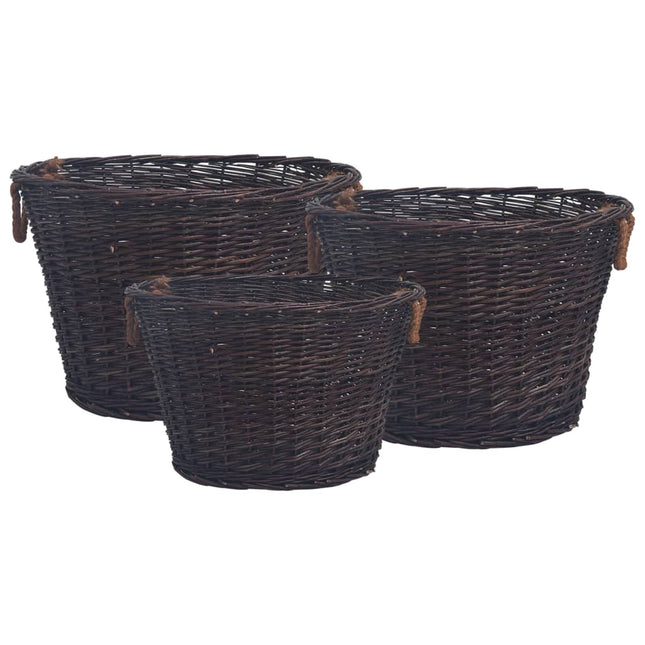 Jeu 3 Paniers Empilables À Bois De Chauffage Marron Foncé Saule