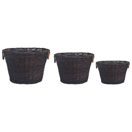 Jeu 3 Paniers Empilables À Bois De Chauffage Marron Foncé Saule