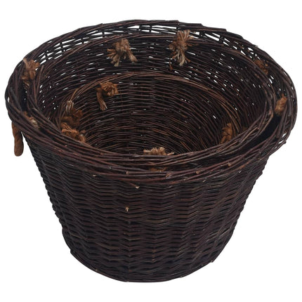 Jeu 3 Paniers Empilables À Bois De Chauffage Marron Foncé Saule