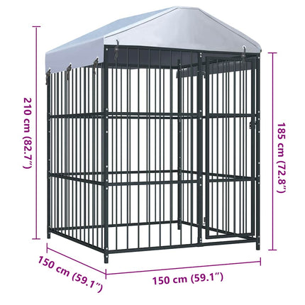Chenil D'extérieur Avec Toit Pour Chiens 150X150X210 Cm