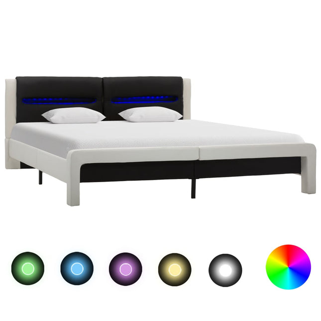 Cadre De Lit Avec Led Et Noir Similicuir