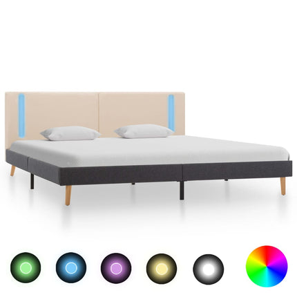 Cadre De Lit Avec Led Et Gris Foncé Tissu