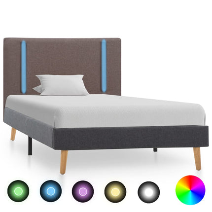 Cadre De Lit Avec Led Et Gris Foncé Tissu