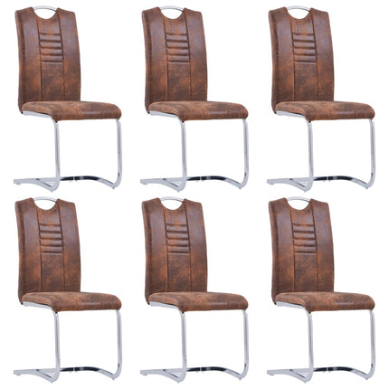 Chaises À Manger Cantilever Lot De 6 Similicuir Daim