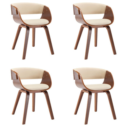 Chaises À Manger Lot De 4 Crème Bois Courbé Et Similicuir