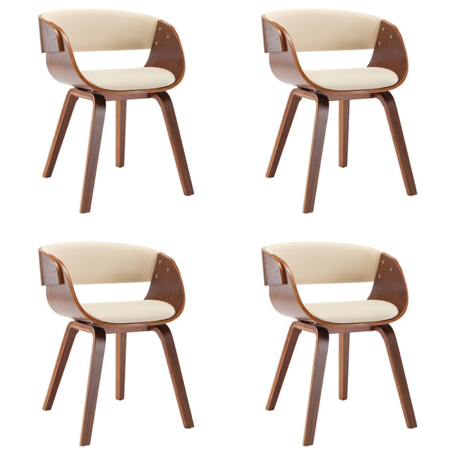 Chaises À Manger Lot De 4 Crème Bois Courbé Et Similicuir