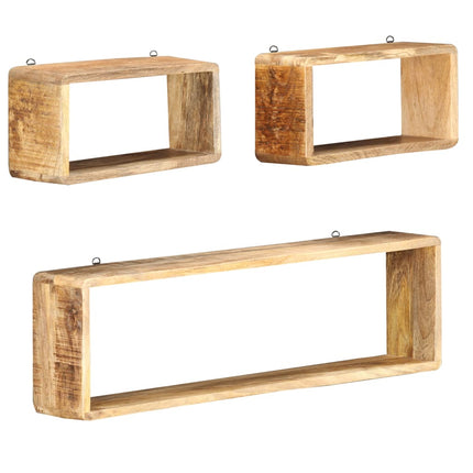 Ensemble D'étagère Cube 3 Pcs Bois Solide De Manguier