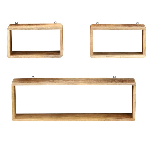Ensemble D'étagère Cube 3 Pcs Bois Solide De Manguier