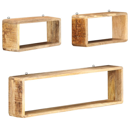 Ensemble D'étagère Cube 3 Pcs Bois Solide De Manguier