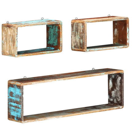 Ensemble D'étagère Cube 3 Pcs Bois Solide De Manguier