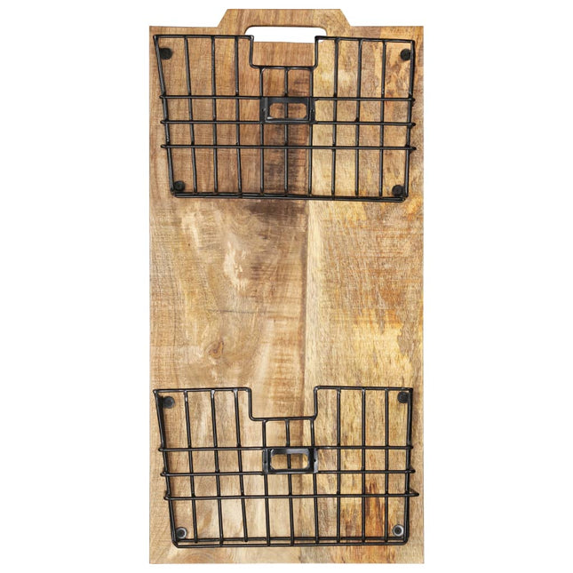 Porte-Revue Mural 33X10X67 Cm Bois De Manguier Solide Brut