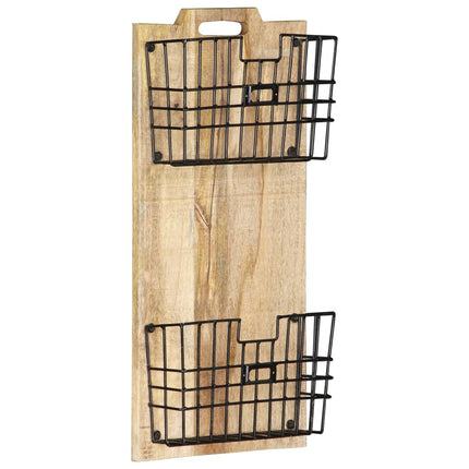 Porte-Revue Mural 33X10X67 Cm Bois De Manguier Solide Brut
