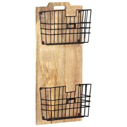 Porte-Revue Mural 33X10X67 Cm Bois De Manguier Solide Brut