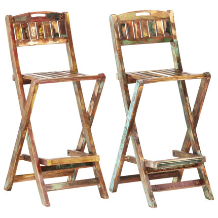 Chaises De Bar Pliables Lot De 2 Bois Massif De Récupération