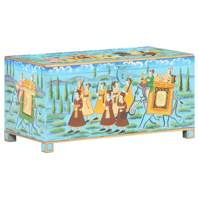Boîte De Rangement Peinte À La Main 80X40X40Cm Bois De Manguier
