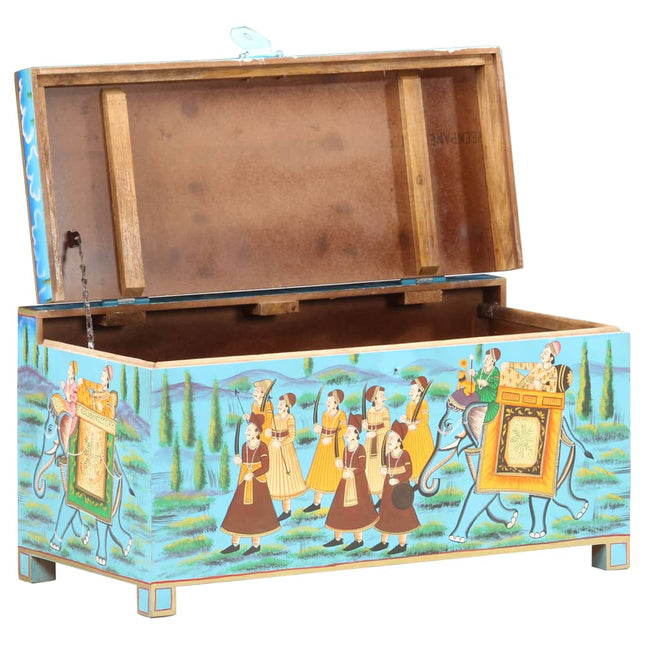 Boîte De Rangement Peinte À La Main 80X40X40Cm Bois De Manguier