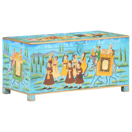 Boîte De Rangement Peinte À La Main 80X40X40Cm Bois De Manguier