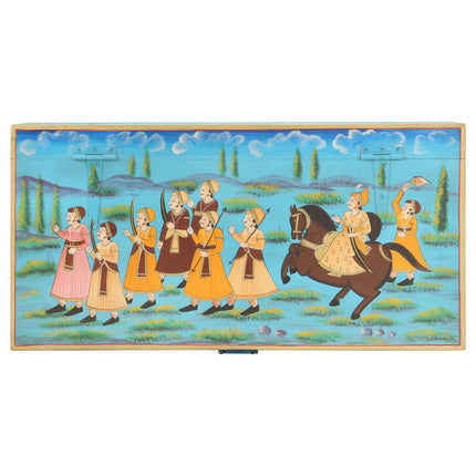 Boîte De Rangement Peinte À La Main 80X40X40Cm Bois De Manguier