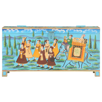 Boîte De Rangement Peinte À La Main 80X40X40Cm Bois De Manguier