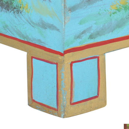 Boîte De Rangement Peinte À La Main 80X40X40Cm Bois De Manguier