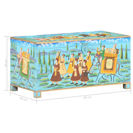 Boîte De Rangement Peinte À La Main 80X40X40Cm Bois De Manguier