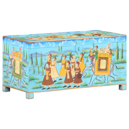 Boîte De Rangement Peinte À La Main 80X40X40Cm Bois De Manguier