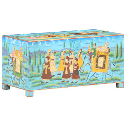 Boîte De Rangement Peinte À La Main 80X40X40Cm Bois De Manguier