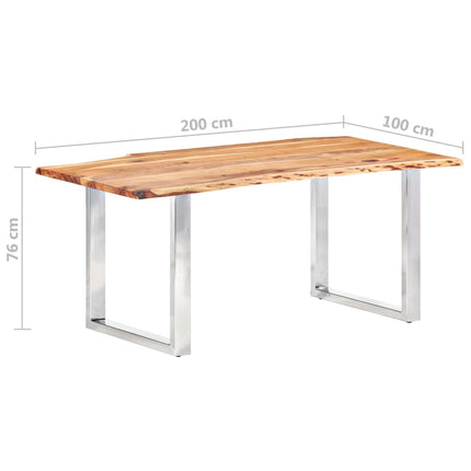 Table À Dîner À Live Edge Bois D'acacia Massif 200 Cm 3,8 Cm
