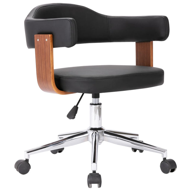 Chaise Pivotante À Manger Noir Bois Courbé Et Similicuir