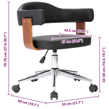Chaise Pivotante À Manger Noir Bois Courbé Et Similicuir