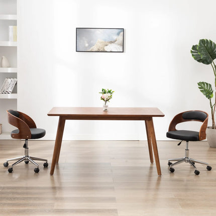 Chaise Pivotante À Manger Noir Bois Courbé Et Similicuir
