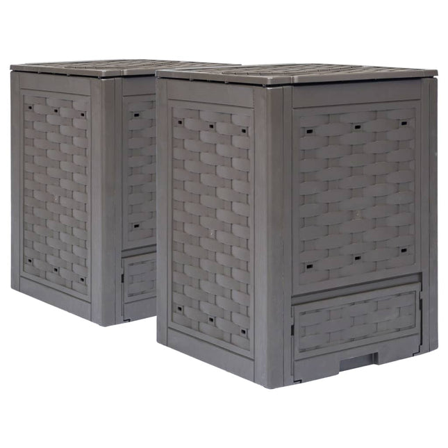 Composteurs De Jardin 2 Pcs 60X60X83 Cm Plastique Rotin