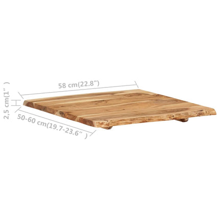 Dessus De Table Bois D'acacia Massif 58X(50-60)X2,5 Cm
