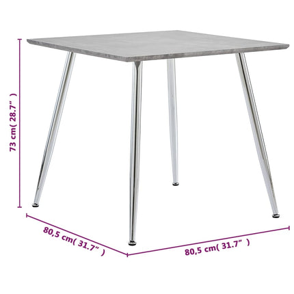 Table De Salle À Manger Béton Et Argenté 80,5X80,5X73 Cm Mdf