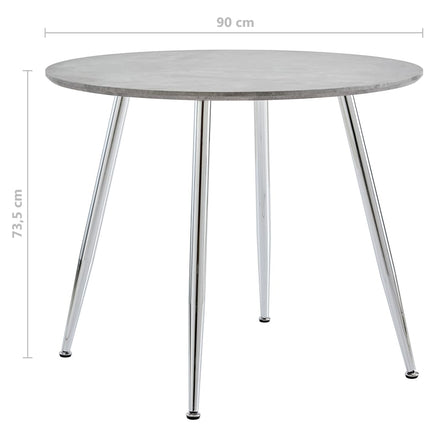 Table De Salle À Manger Béton Et Argenté 90X73,5 Cm Mdf