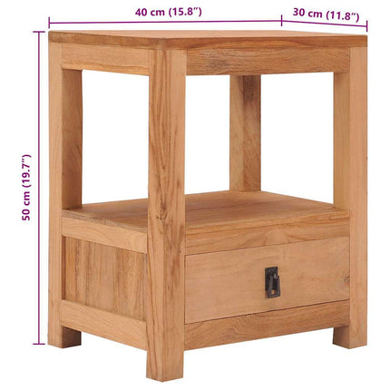 Table De Chevet 40X30X50 Cm Bois De Teck Massif