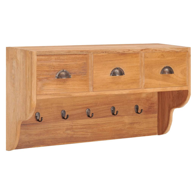 Porte-Manteau Mural 80X25X45 Cm Bois De Teck Solide