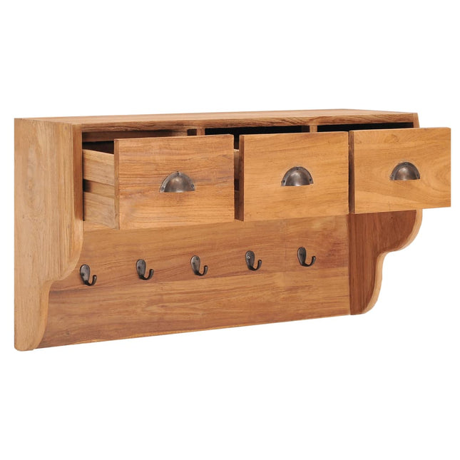 Porte-Manteau Mural 80X25X45 Cm Bois De Teck Solide