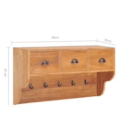 Porte-Manteau Mural 80X25X45 Cm Bois De Teck Solide