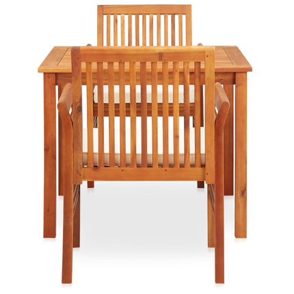 Ensemble À Manger D'extérieur 3 Pcs Et Coussins Acacia Solide