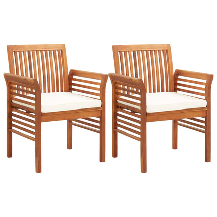 Ensemble À Manger D'extérieur 3 Pcs Et Coussins Acacia Solide