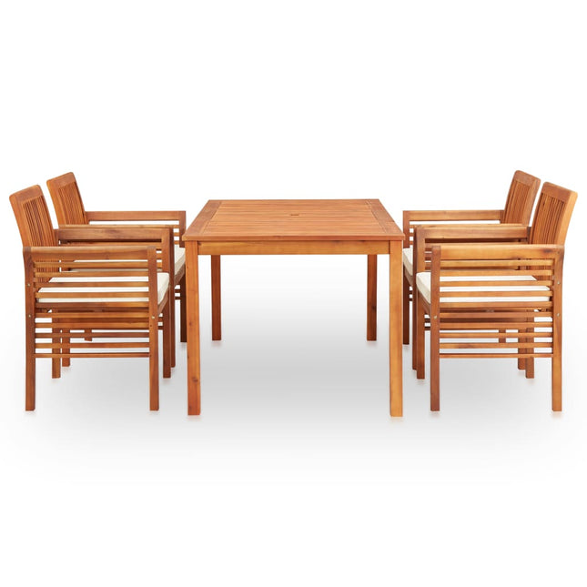 Ensemble À Manger D'extérieur 5 Pcs Et Coussins Acacia Solide