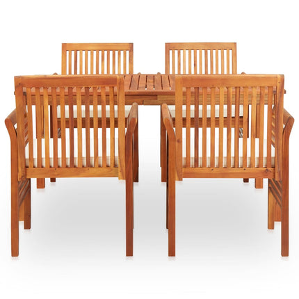 Ensemble À Manger D'extérieur 5 Pcs Et Coussins Acacia Solide