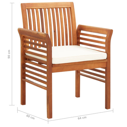 Ensemble À Manger D'extérieur 5 Pcs Et Coussins Acacia Solide