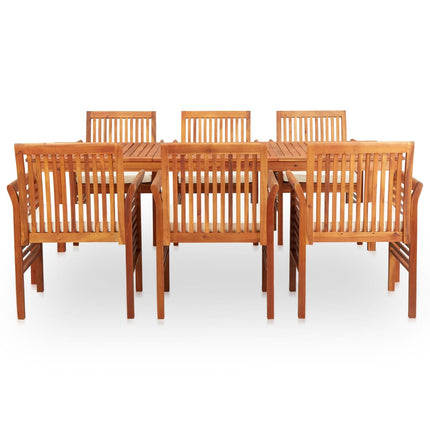 Ensemble À Manger D'extérieur 7 Pcs Et Coussins Acacia Solide
