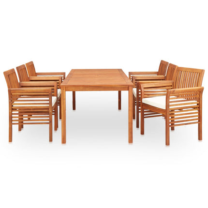 Ensemble À Manger D'extérieur 7 Pcs Et Coussins Acacia Solide