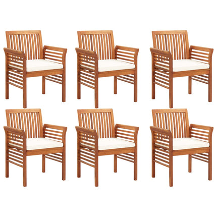 Ensemble À Manger D'extérieur 7 Pcs Et Coussins Acacia Solide