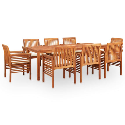 Ensemble À Manger D'extérieur 7 Pcs Et Coussins Acacia Solide