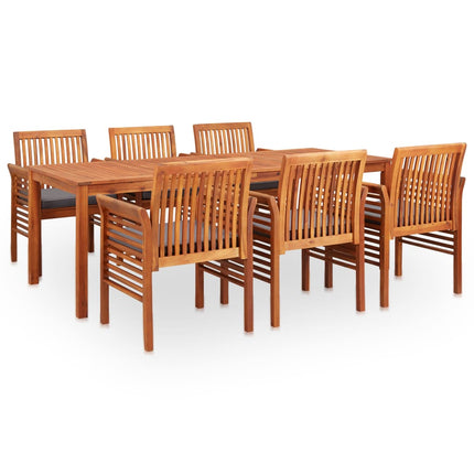 Ensemble À Manger D'extérieur 7 Pcs Et Coussins Acacia Solide