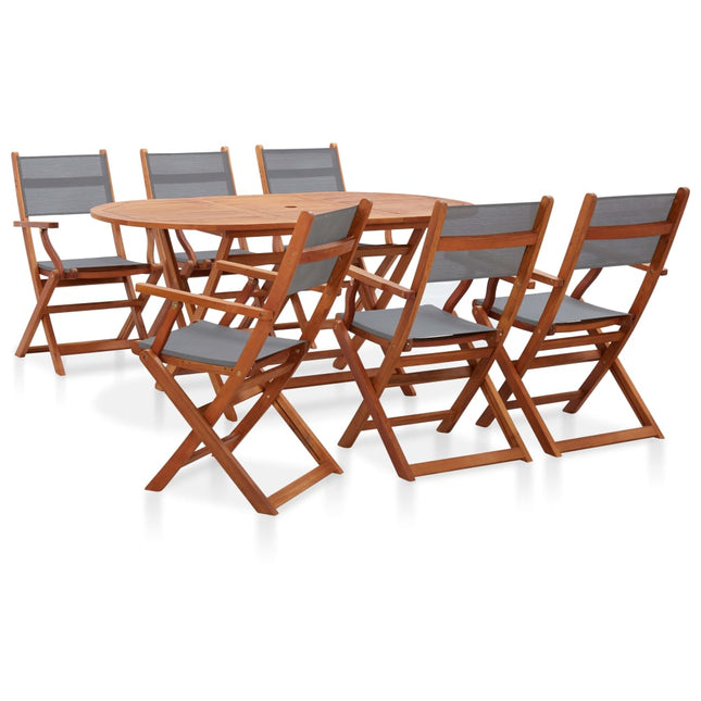 Ensemble À Manger D'extérieur 7 Pcs Bois D'eucalyptus/Textilène
